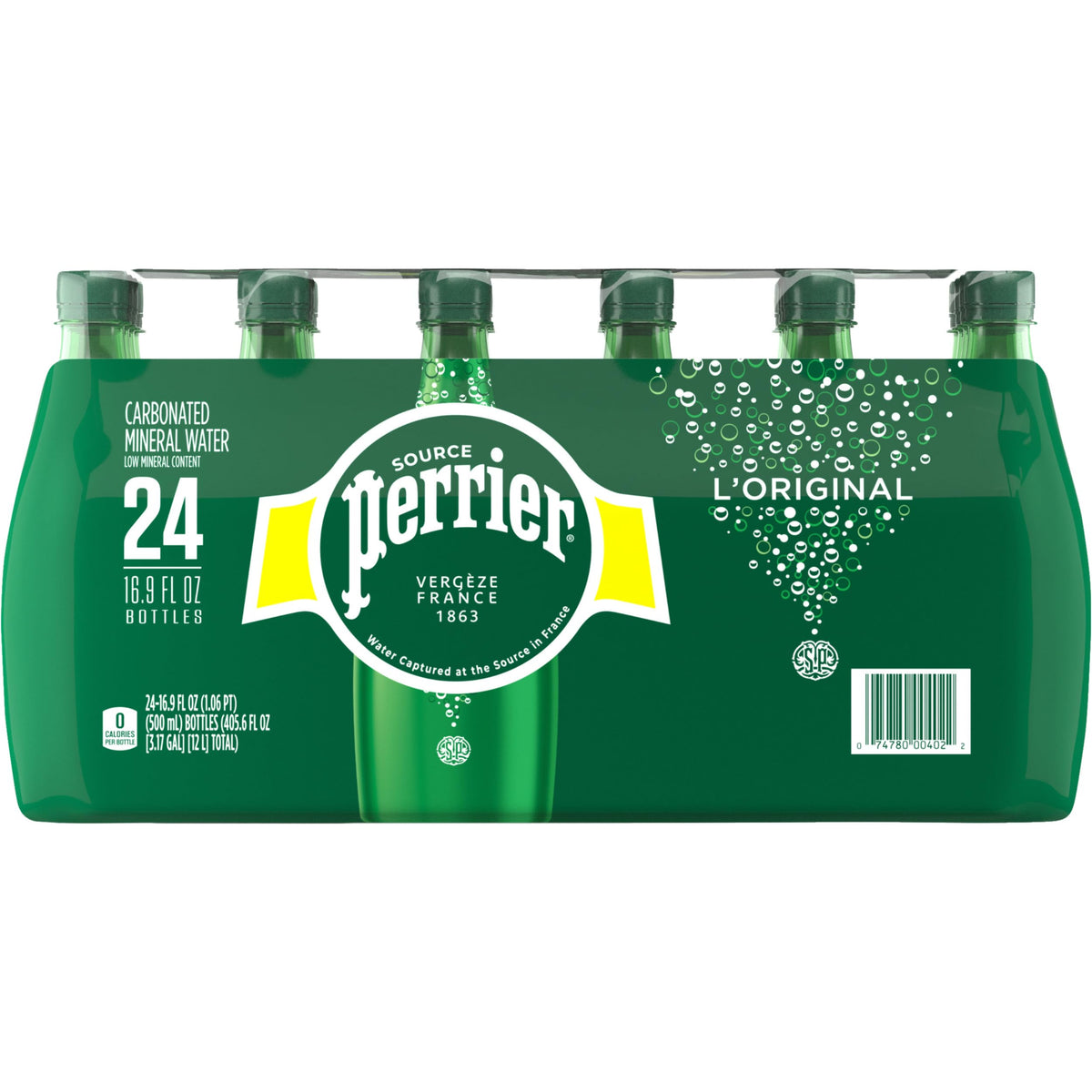 Perrier original carbonated mineral water, 24 plastic bottles
