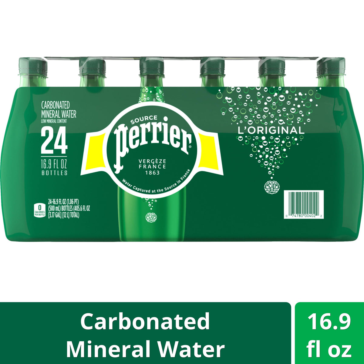 Perrier Carbonated Mineral Water Plastic Bottles, Original, 16.9 Fl Oz (Pack of 24), 405.6 Fl Oz — additional product image 2
