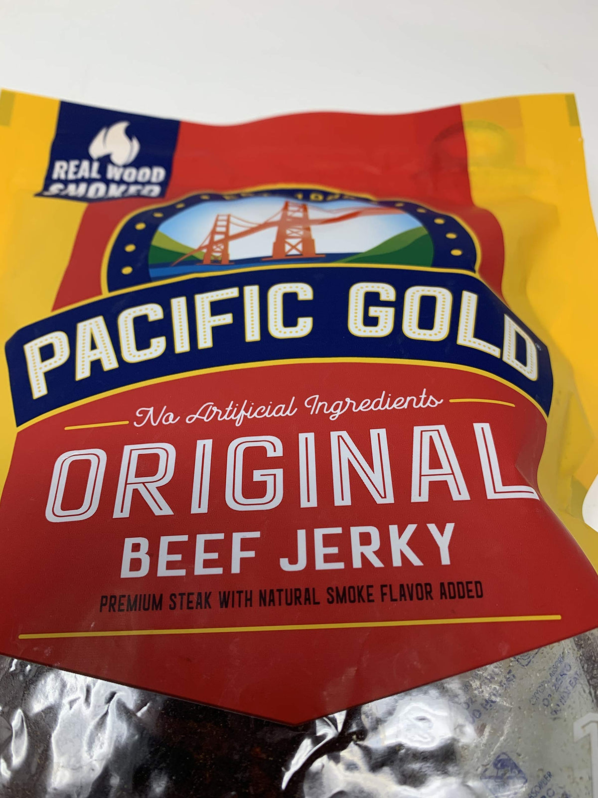 Pacific Gold Original Beef Jerky Gluten Free Real Wood Smoked Beef Jerky - 16 oz Per Bag - No Nitrates, No Preservatives, and