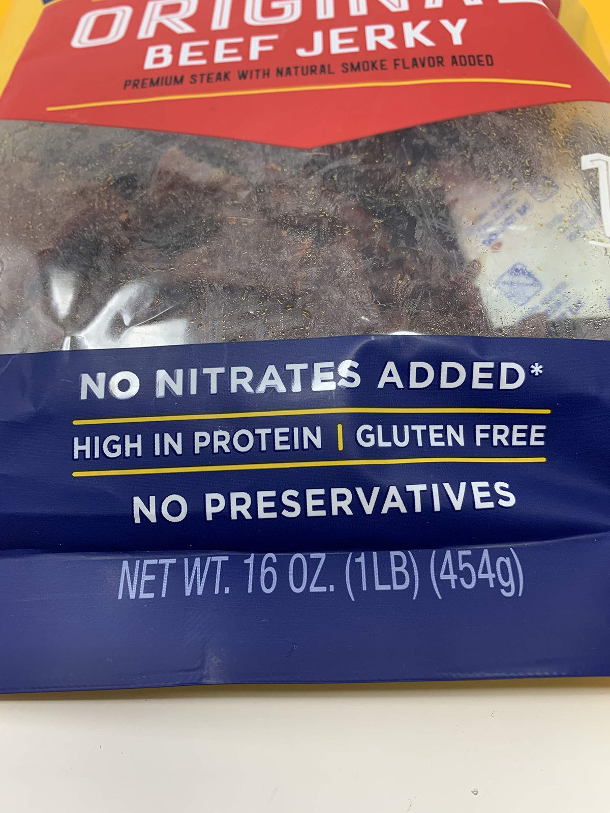 Pacific Gold Original Beef Jerky Gluten Free Real Wood Smoked Beef Jerky - 16 oz Per Bag - No Nitrates, No Preservatives, and
