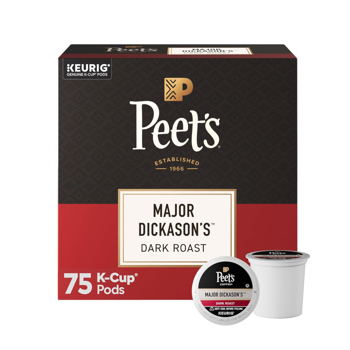 Peet's Coffee, Dark Roast Keurig K-Cup Pods, 100% Arabica Coffee - Major Dickason's Blend 75 Count (1 Box of 75 Pods)