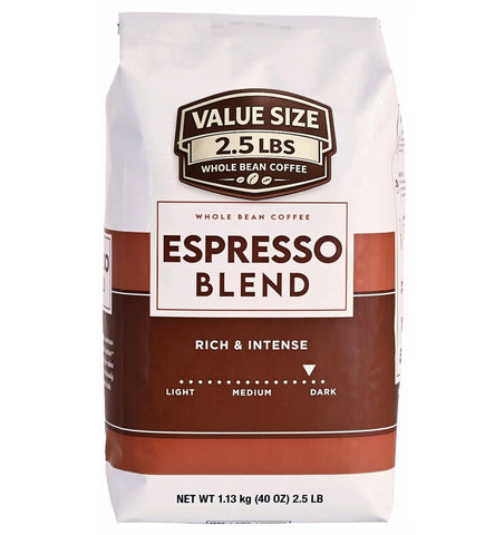 KS Espresso Blend Whole Bean Coffee Beans, 2.5LB Arabic Coffee Beans, Dark Roast, Rich and Intense (40 oz)