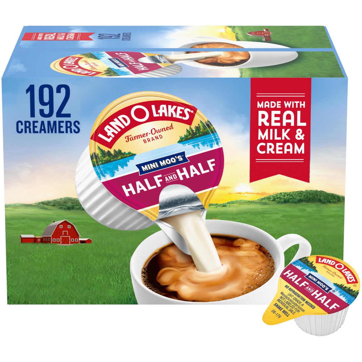 Land O Lakes Mini Moo’s Half & Half Creamer Singles, Shelf-Stable, 192 Count