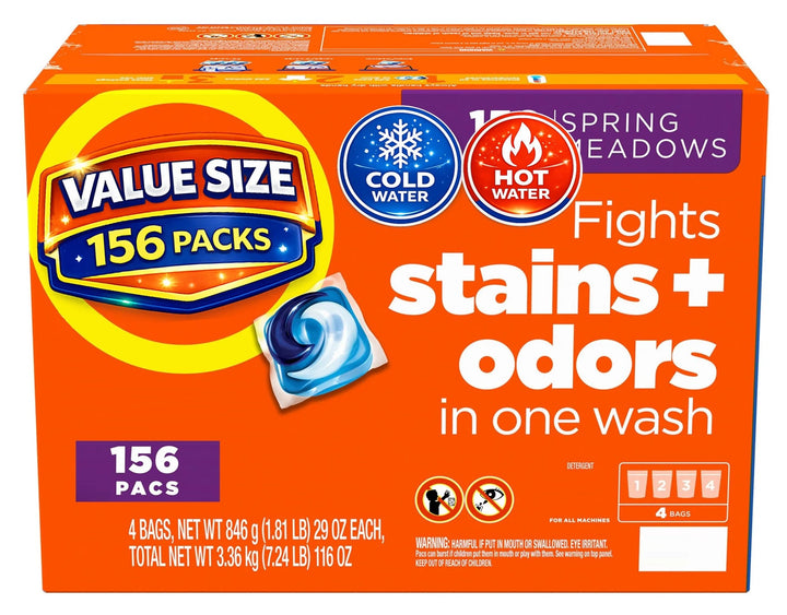 Spring Meadow Scented Laundry Pods, 168 CT Pods, Stainfighting Value Pack