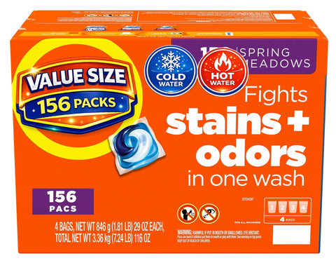 Spring Meadow Scented Laundry Pods, 168 CT Pods, Stainfighting Value Pack