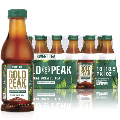 Gourmet Kitchn Gold Peak Naturally Sweet Real Brewed Tea, Picked for Peak Taste, Made with Cane Sugar -(18.5oz / 18pk per