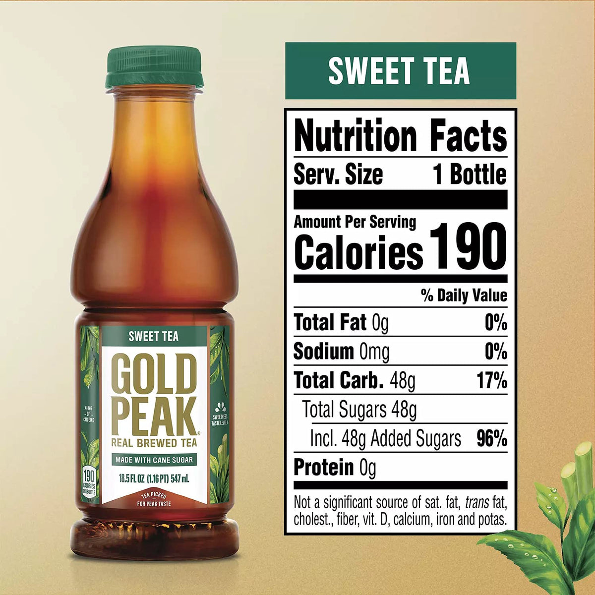Gourmet Kitchn Gold Peak Naturally Sweet Real Brewed Tea, Picked for Peak Taste, Made with Cane Sugar -(18.5oz / 18pk per