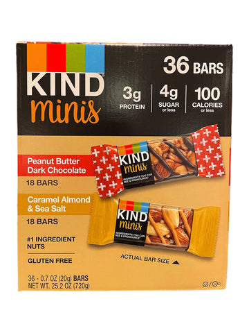 Kind Minis, 18 Peanut Butter Dark Chocolate, 18 Caramel Almond & Sea Salt, 36 Bars