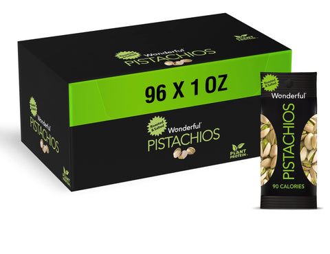 Wonderful Pistachios In Shell, Roasted & Salted Nuts, 1 Ounce Bag (Pack of 96), Protein Snacks, On-the-Go, Individually