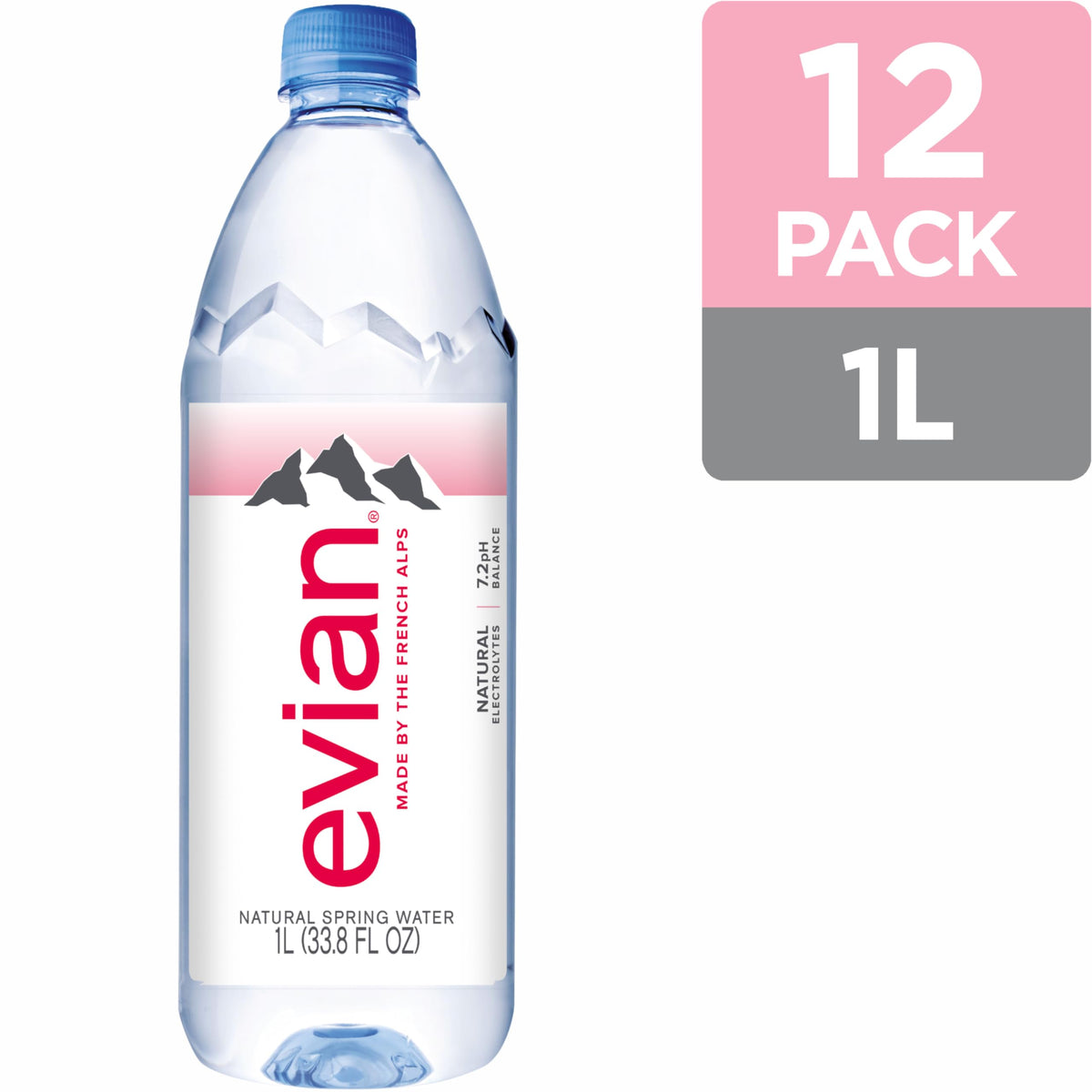 Evian Natural Spring Water, 1 L bottle, 12 pack — additional product image 2