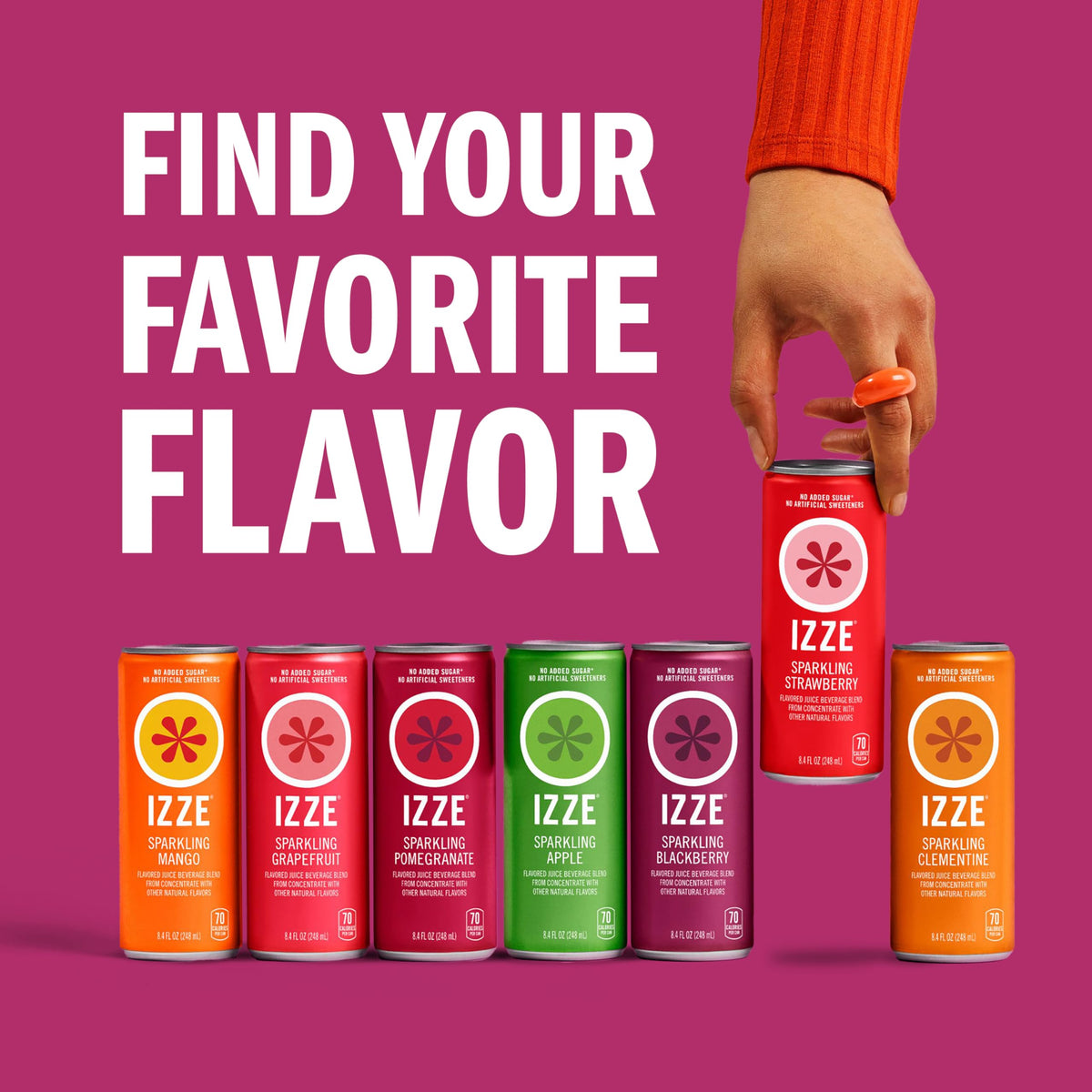 Izze Sparkling Juice, 4 Flavor Variety Pack, 8.4 Fl Oz (24 Count) — additional product image 6