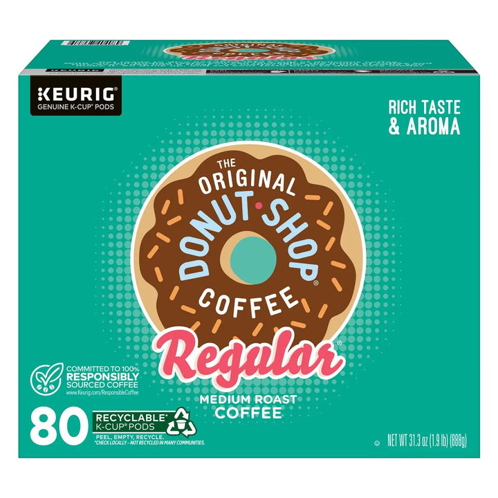 Donut Shop Medium Roast Coffee, K cups, with Health & Outdoors Packaging (80, Original)