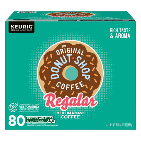 Donut Shop Medium Roast Coffee, K cups, with Health & Outdoors Packaging (80, Original)