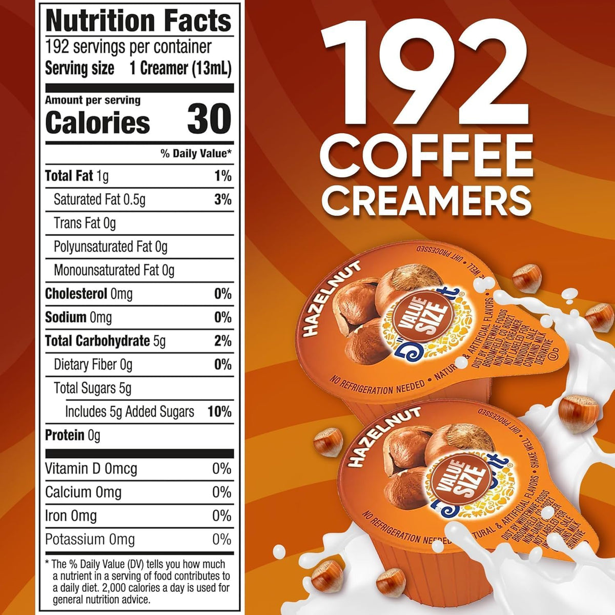 Delight Hazelnut Creamer, 192 CT, Single Use Creamer Packets, Great for offices, Restaurants, Coffee and Home — additional
