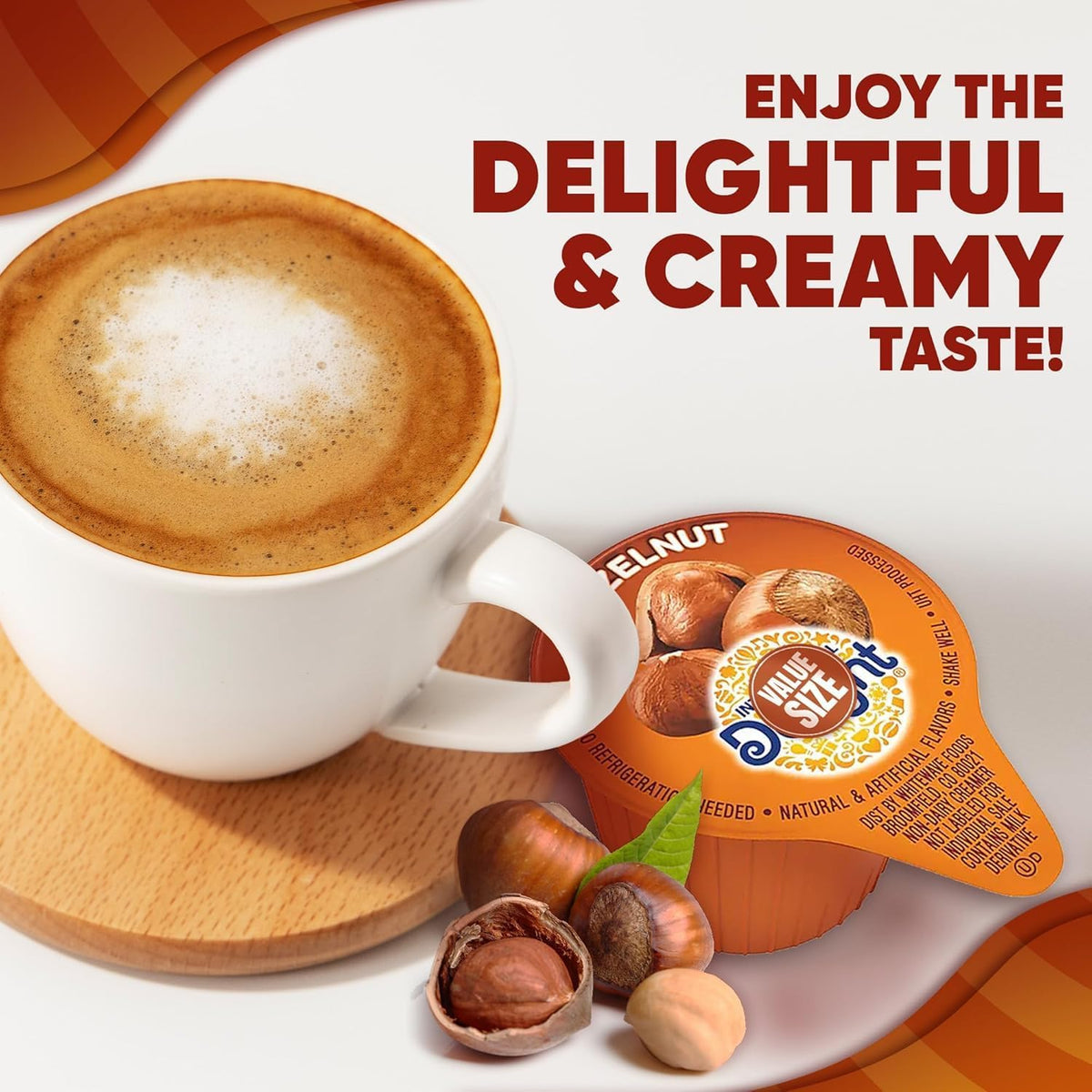 Delight Hazelnut Creamer, 192 CT, Single Use Creamer Packets, Great for offices, Restaurants, Coffee and Home — additional
