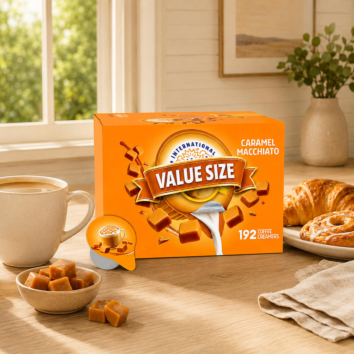 Delight Caramel Macchiato Coffee Creamer Singles, 192 CT, Shelf Stable, Great for Office and Restraurants — additional