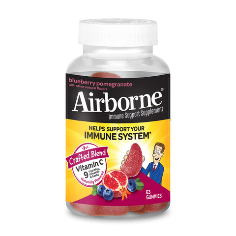 Airborne 750mg Vitamin C Gummies for Adults, Immune Support Supplement with Powerful Antioxidants Vitamins A C & E - 63