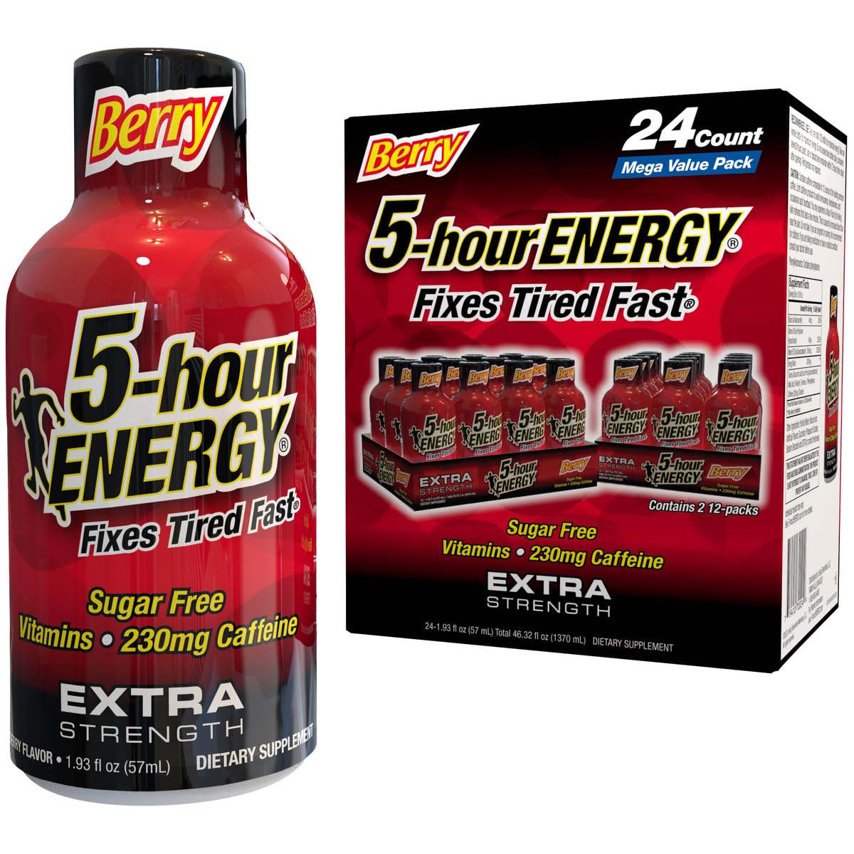 5-Hour Energy, Extra Strength, Berry Energy Shots 24 CT, 1.93 fl oz Energy Drink
