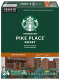 Starbucks Coffee K-Cup Pods, Pike Place Roast, Medium Roast Coffee, Notes of Cocoa & Rich Praline, Keurig Genuine K-Cup Pods
