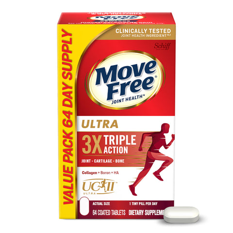 Move Free Ultra Triple Action Joint Support Supplement - Type II Collagen Boron & Hyaluronic Acid - Supports Joint Comfort