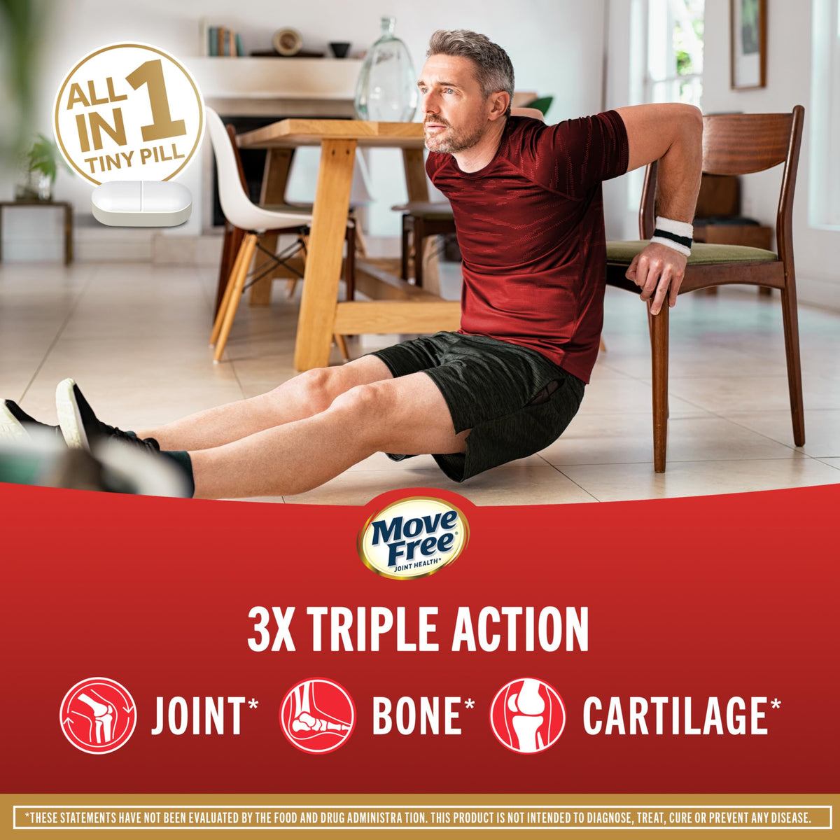 Move Free Ultra Triple Action Joint Support Supplement - Type II Collagen Boron & Hyaluronic Acid - Supports Joint Comfort
