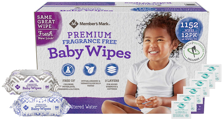 HAO M Mark Premium Fragrance Free Baby Wipes (1152 Count) W/Exclusive Moist Towelettes