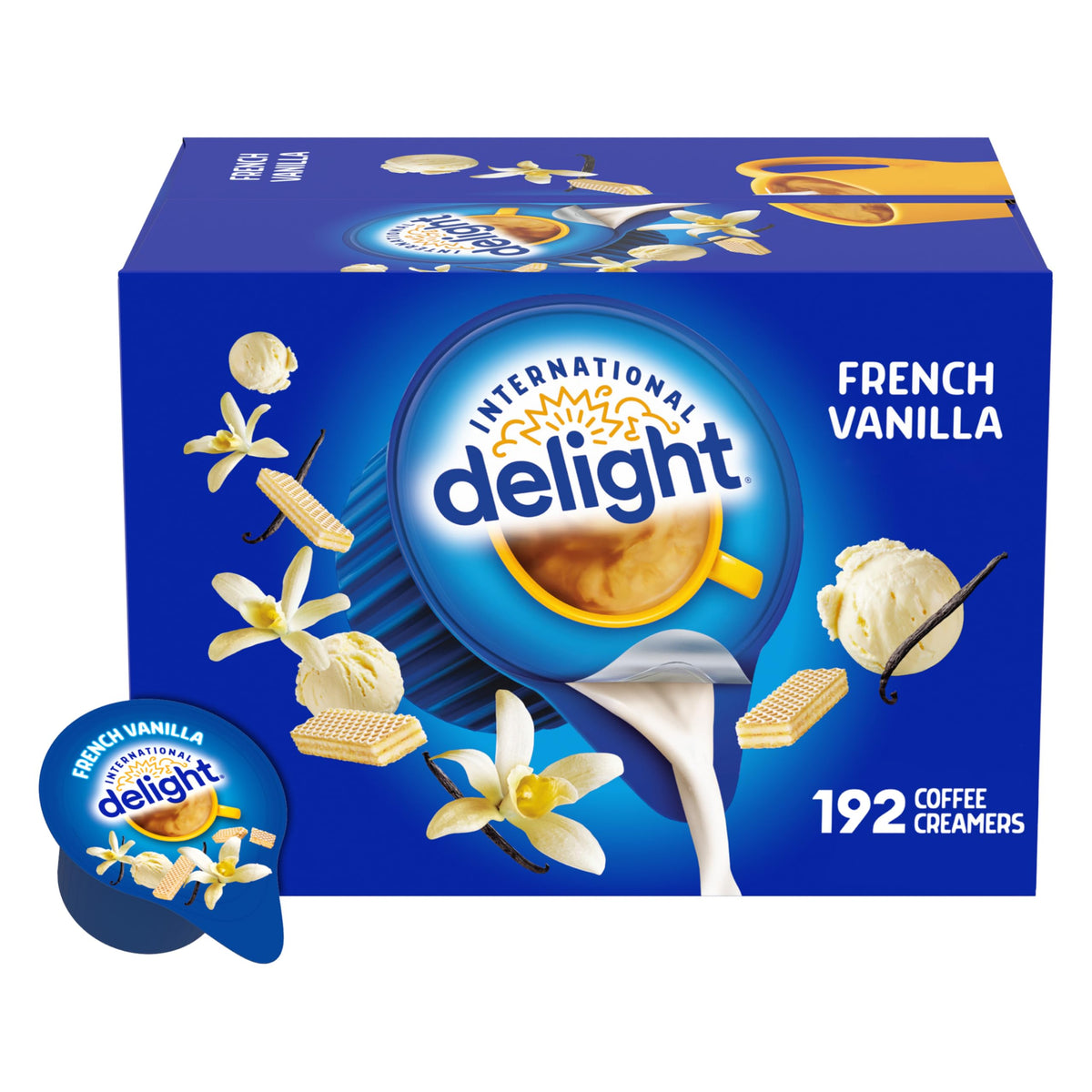 International Delight, French Vanilla, Single-Serve Coffee Creamers, 192 Count (Pack of 1), Shelf Stable Non-Dairy Flavored