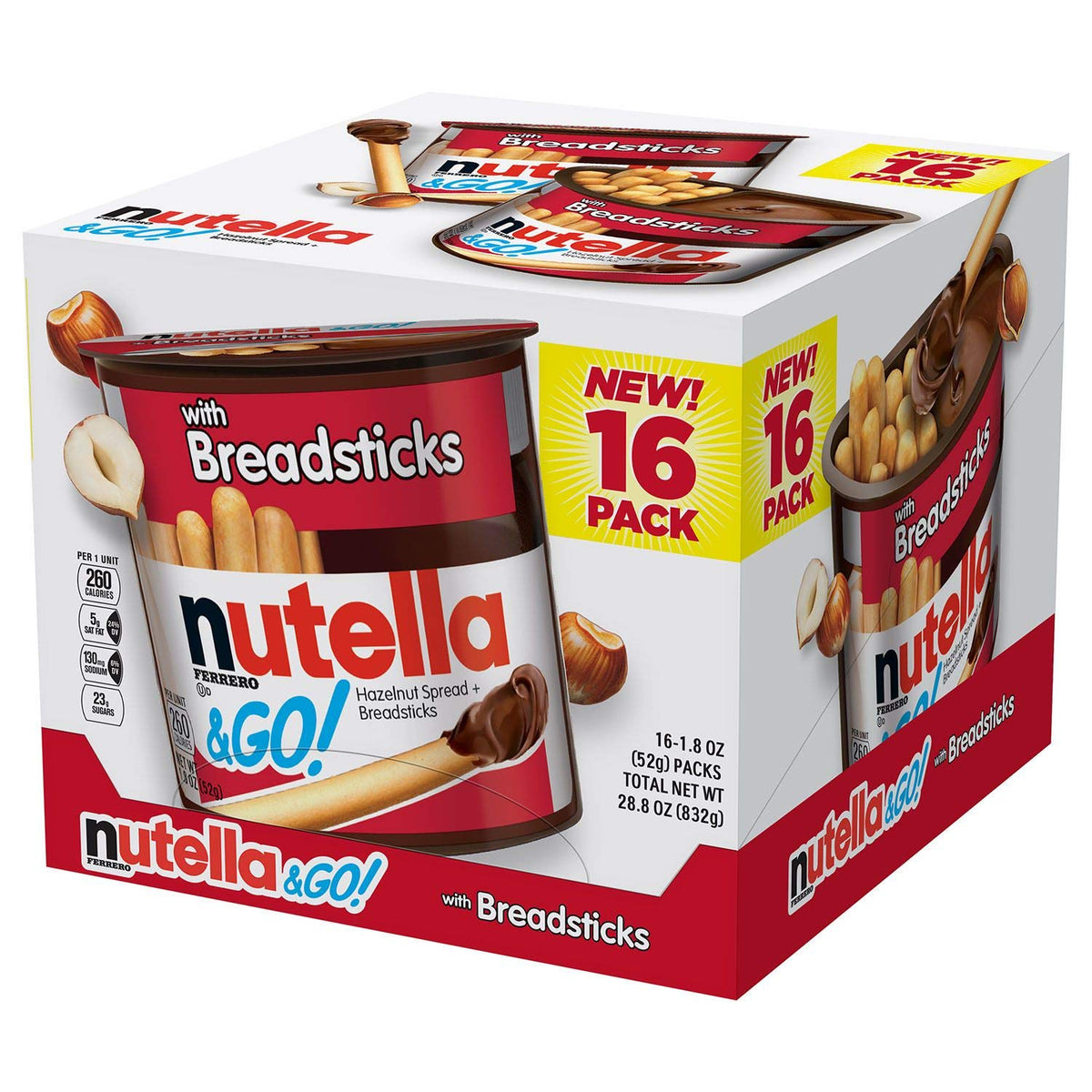 Nutella & Go hazelnut spread with breadsticks, 16-pack