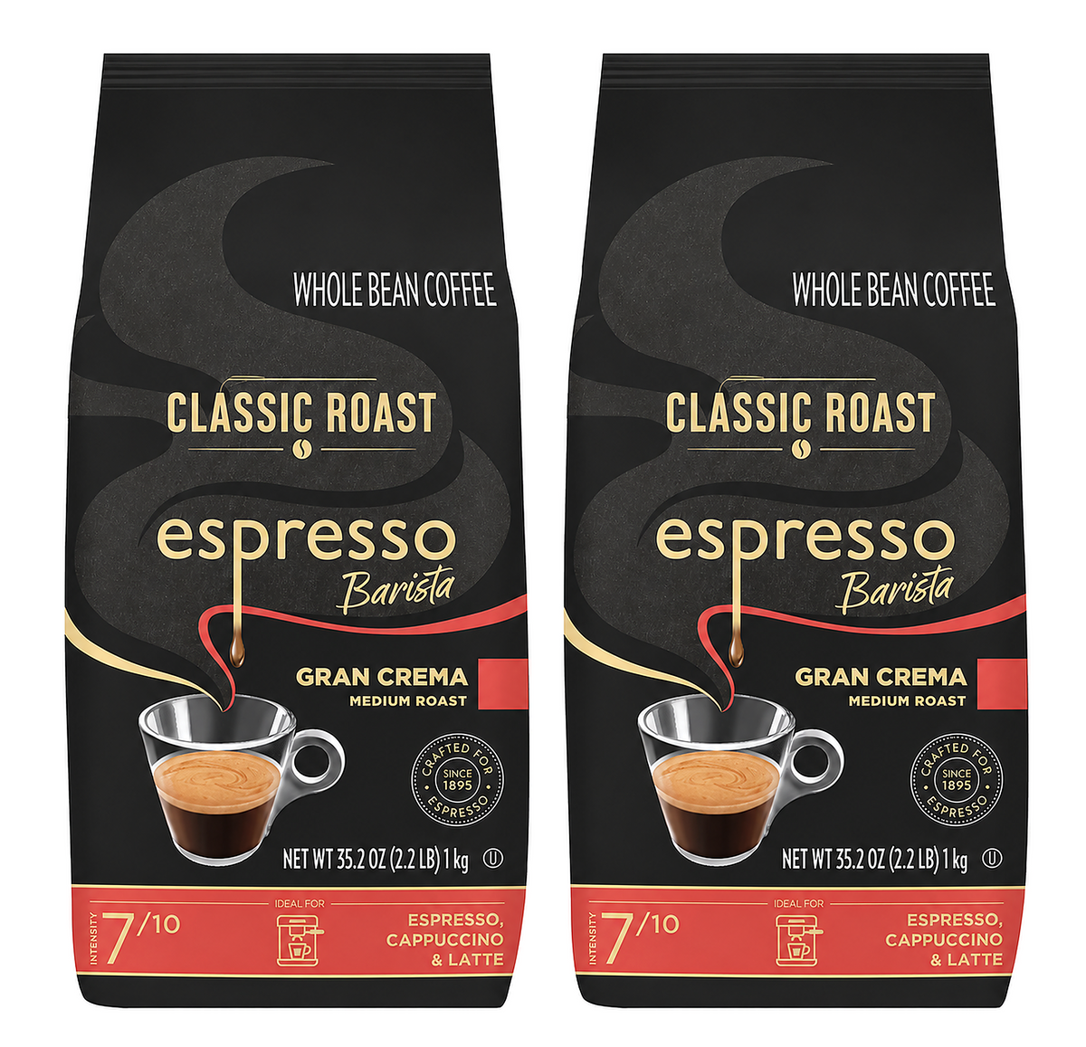 Lavazza Espresso Gran Crema Whole Bean Coffee, Medium Roast, 2.2 lbs