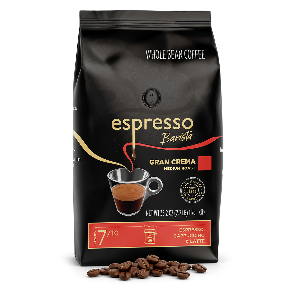 Lavazza Espresso Gran Crema Whole Bean Coffee, Medium Roast, 2.2 lbs