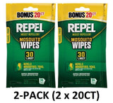 20CTx2 Repel Wipes Sportsmen 30%DEET Mosquito Repellent (40-Total) 94144 94100