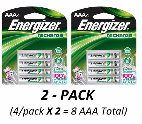 (8) AAA Energizer Rechargeable NiMH Batteries EXP 2021 AAA4 Recharge (4/PK X 2)