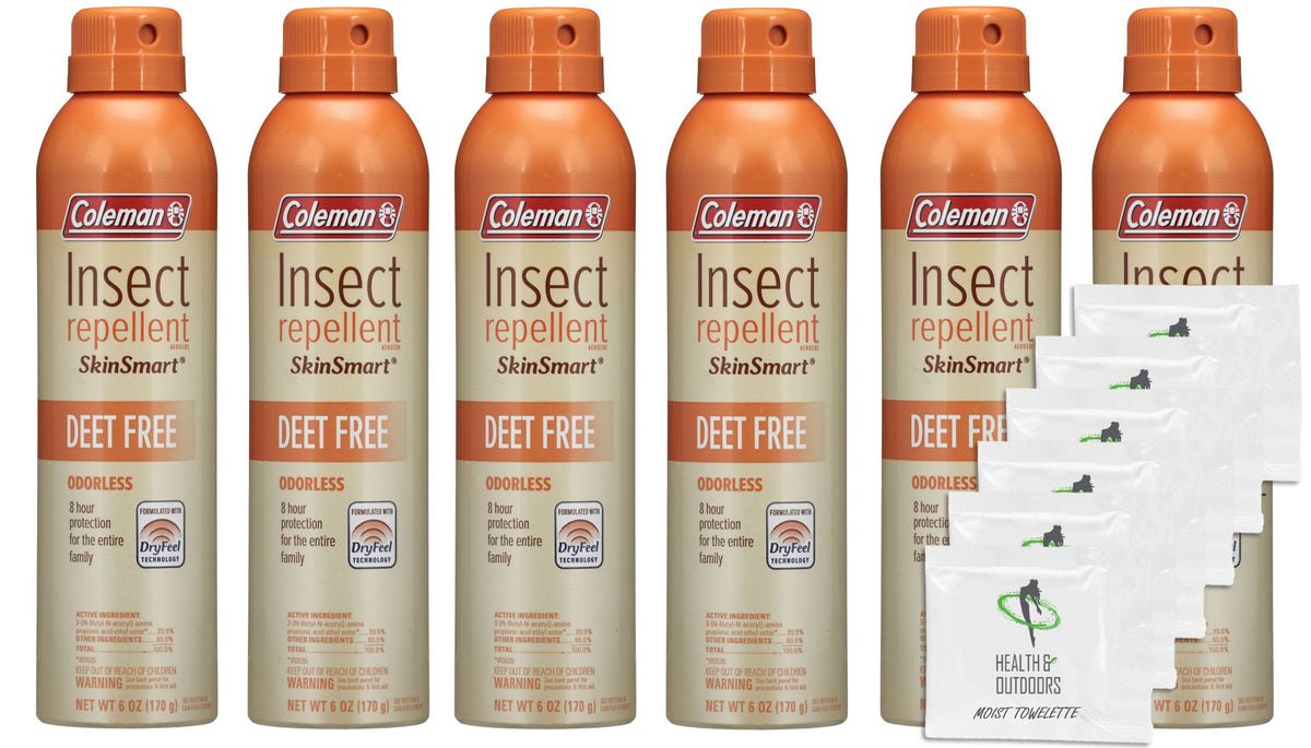 Coleman SkinSmart Insect Repellent 6oz W/ HAO Wipes (6 Cans)