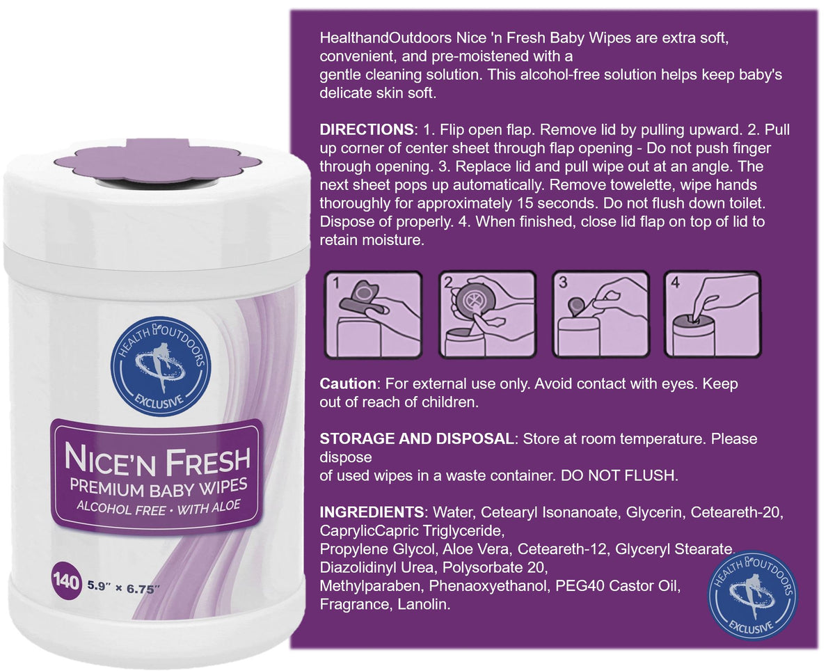 Nice N Fresh Baby Wipes 140 Count Canister