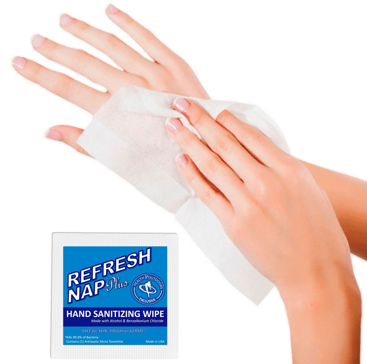 HAO Refresh Nap Plus Antiseptic Wipes, 125 Count