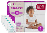 Member's Mark Premium Baby Diapers with HealthandOutdoors Moist Towelettes (Size 5 - 168 Count)