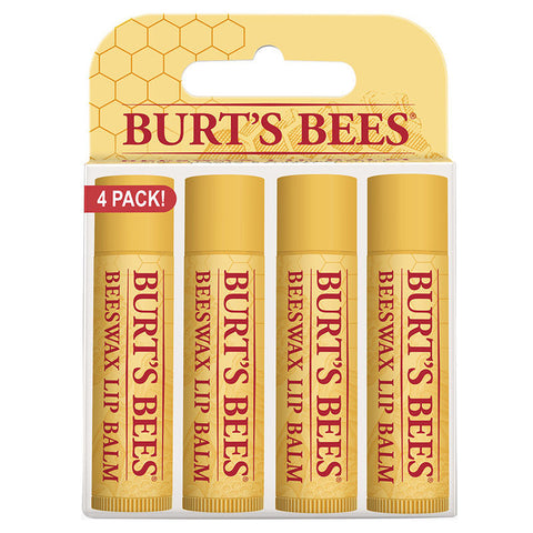 Burt's Bees Beeswax Lip Balm 4 Pack - Tube Purse Wax .15oz 4/PACK