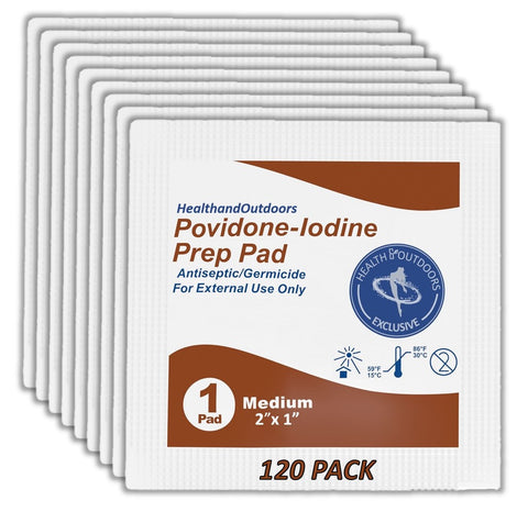 Povidone-Iodine Prep Pads (120 Count) Individually Wrapped Germicidal Wipes